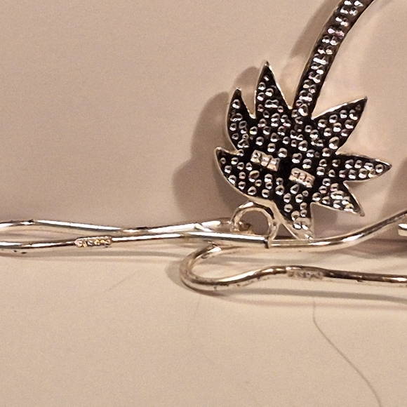 925 Stamped Silver and Blue Abalone Shell Palm Trees Earrings - Picture 8 of 8